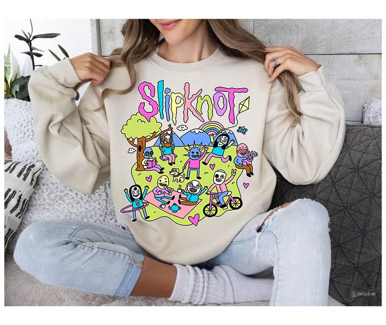 Slipknot Funny Vibes Sweatshirt Happy Times Metal Band Cozy Crewneck Sweatshirt