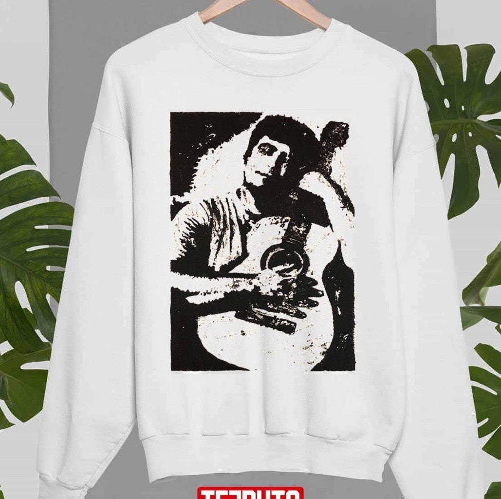 Black And White Art Daniel Johnston With Guitar Unisex Sweatshirt