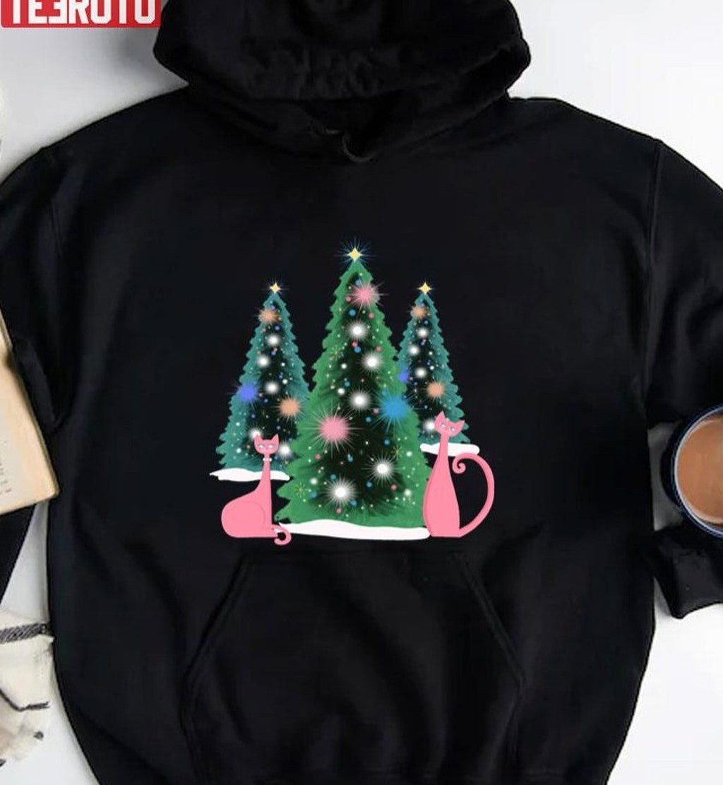 Pink And Perfect Kitty Cats In The Sparkling Snow Unisex Sweatshirt