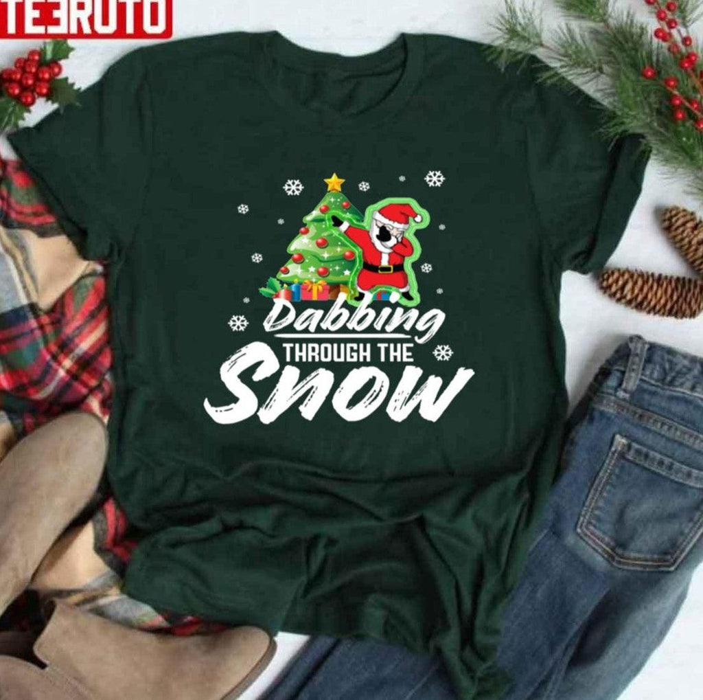 Santa Dabbing Through The Snow Christmas Tree Unisex T-Shirt