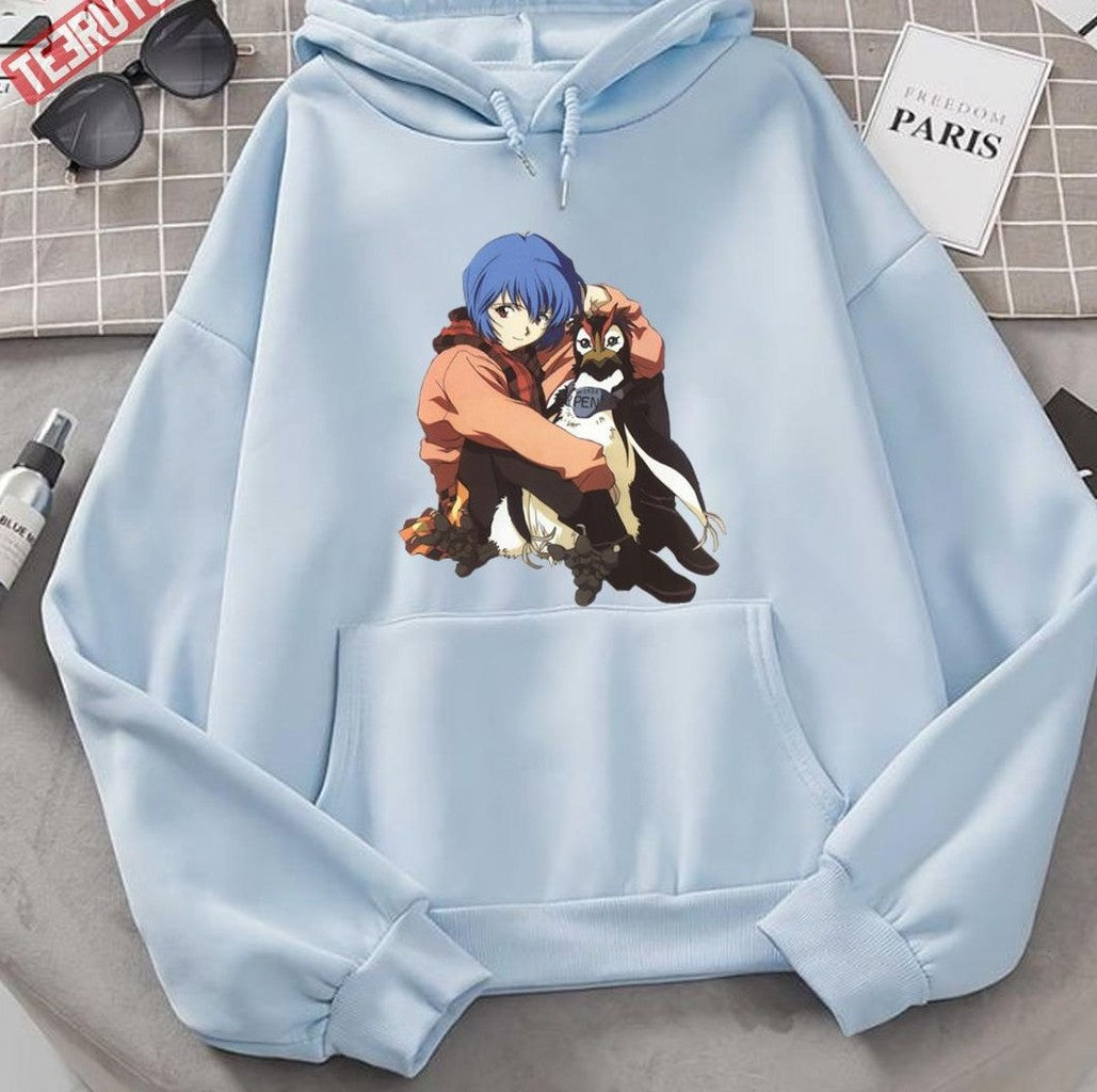 Pen Pen &amp; Rei Ayanami Neon Genesis Evangelion Unisex Hoodie