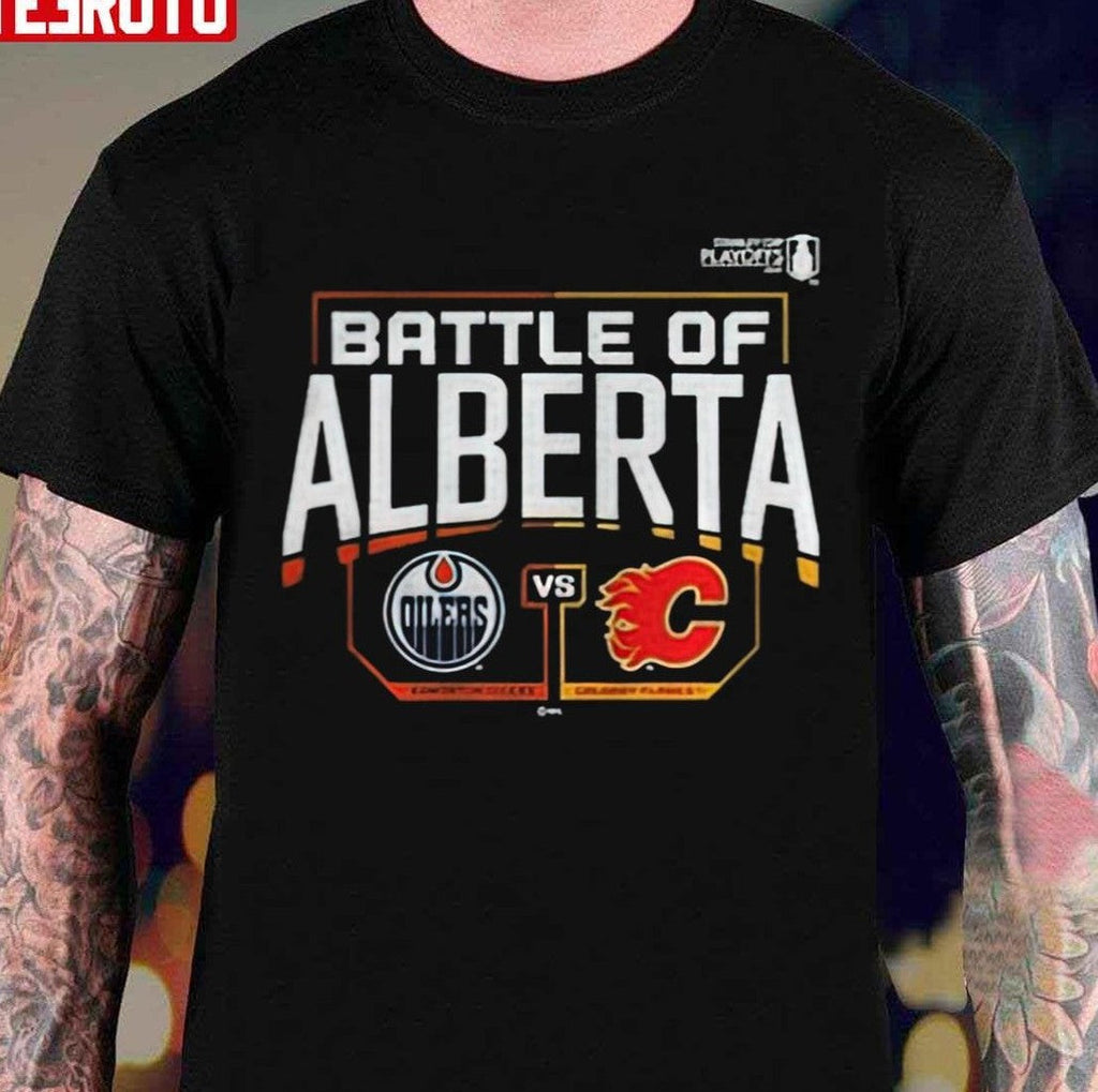 Battle Of Alberta Calgary Flames Vs. Edmonton Oilers Unisex T-Shirt