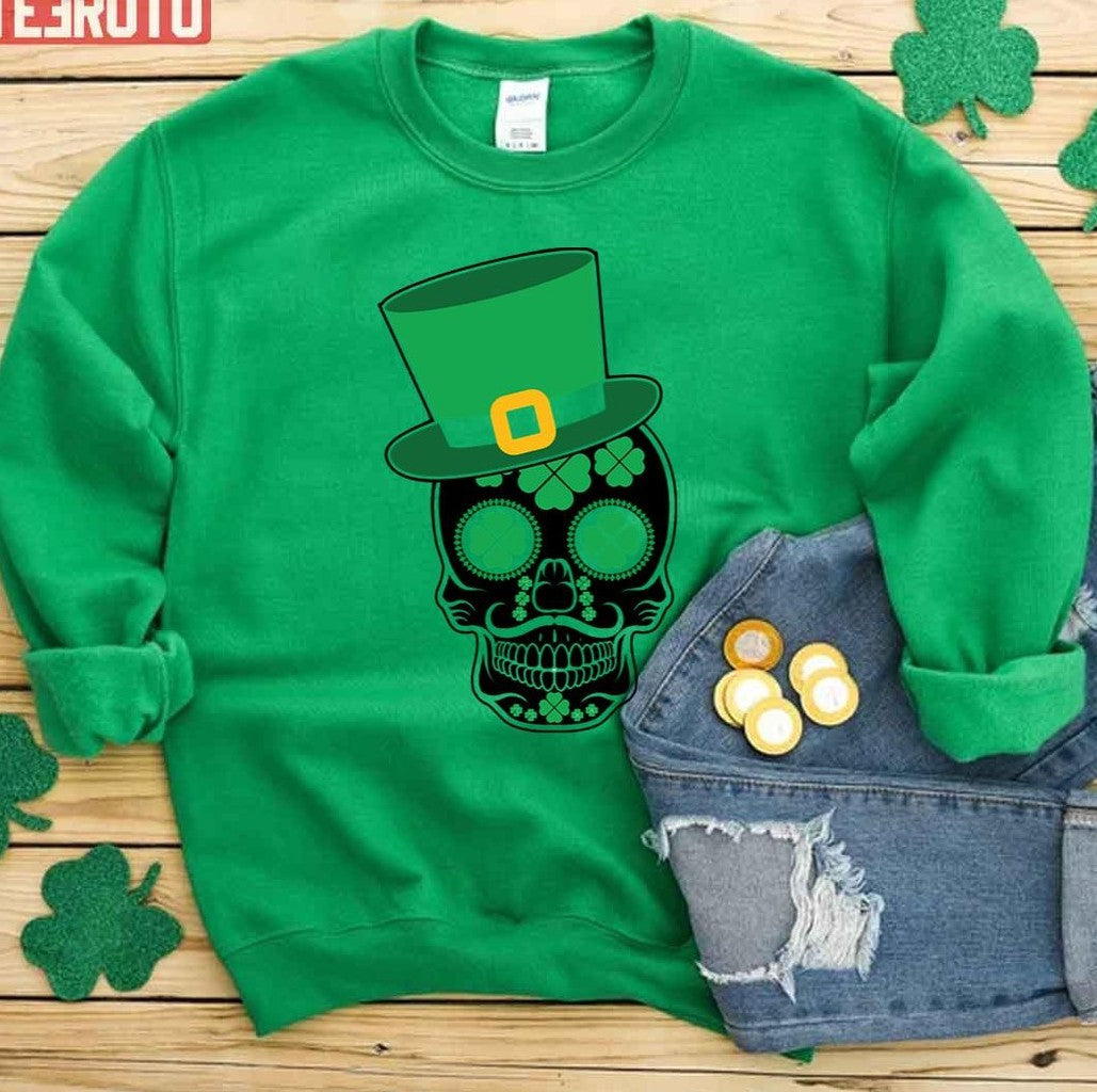 Skull St Patricks Day Shamrock Unisex Sweatshirt