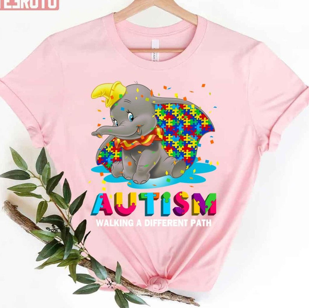 Autism Walking A Different Path Dumbo The Elephant Unisex T-Shirt