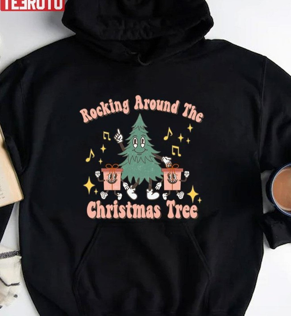 Rocking Around The Christmas Tree Retro Christmas Happy Holiday Unisex Sweatshirt
