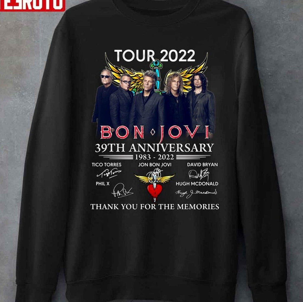 39th Anniversary Bon Jovi 1993 2022 Signatures Thank You Memories Unisex T-Shirt