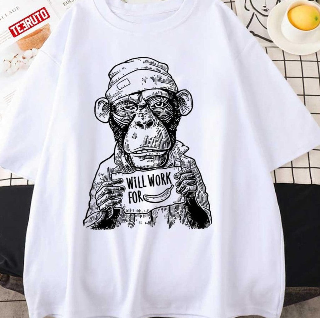 The Great Retro Monkey Will Work For Banana Cute Photographic Unisex T-shirt