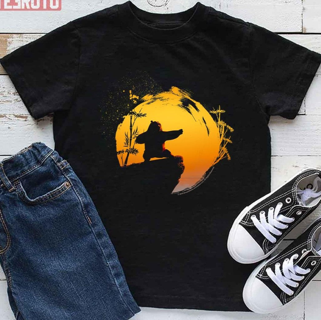 Po Tai Chi Sunset Silhouette Kung Fu Panda Unisex T-Shirt