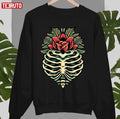 Rib Skull Flower Illustration Oldschool Unisex Sweatshirt