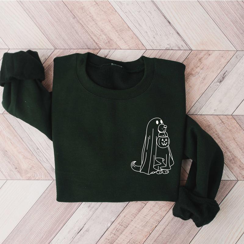 Cute Halloween Dog Sweatshirt, Ghost Dog Shirt, Happy Halloween 2024, Halloween Dog Lovers Tshirt, Halloween Gifts