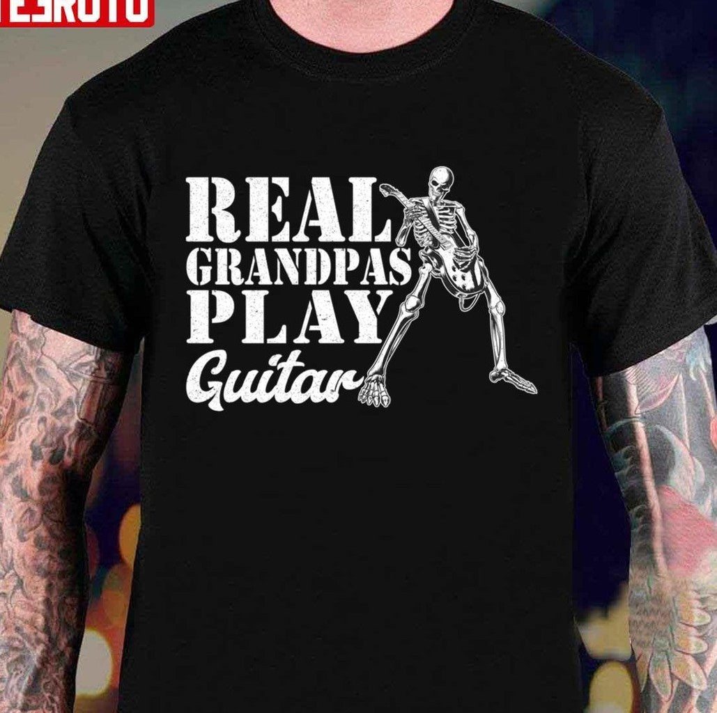Real Grandpas Play Guitar Vintage Skeleton Unisex T-Shirt