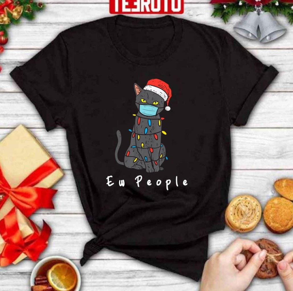 Black Cat Mask Cat Christmas Ew People Merry Catmas Unisex Sweatshirt