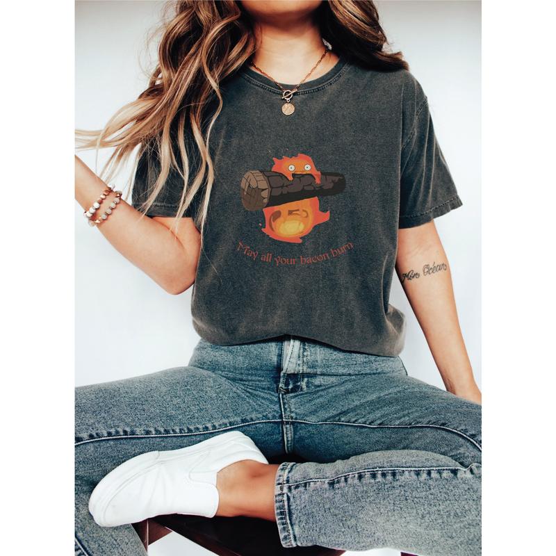 Calcifer Sweatshirt, Studio Ghibli Miyazaki Shirt, Howls Moving Castle Anime Hoodie
