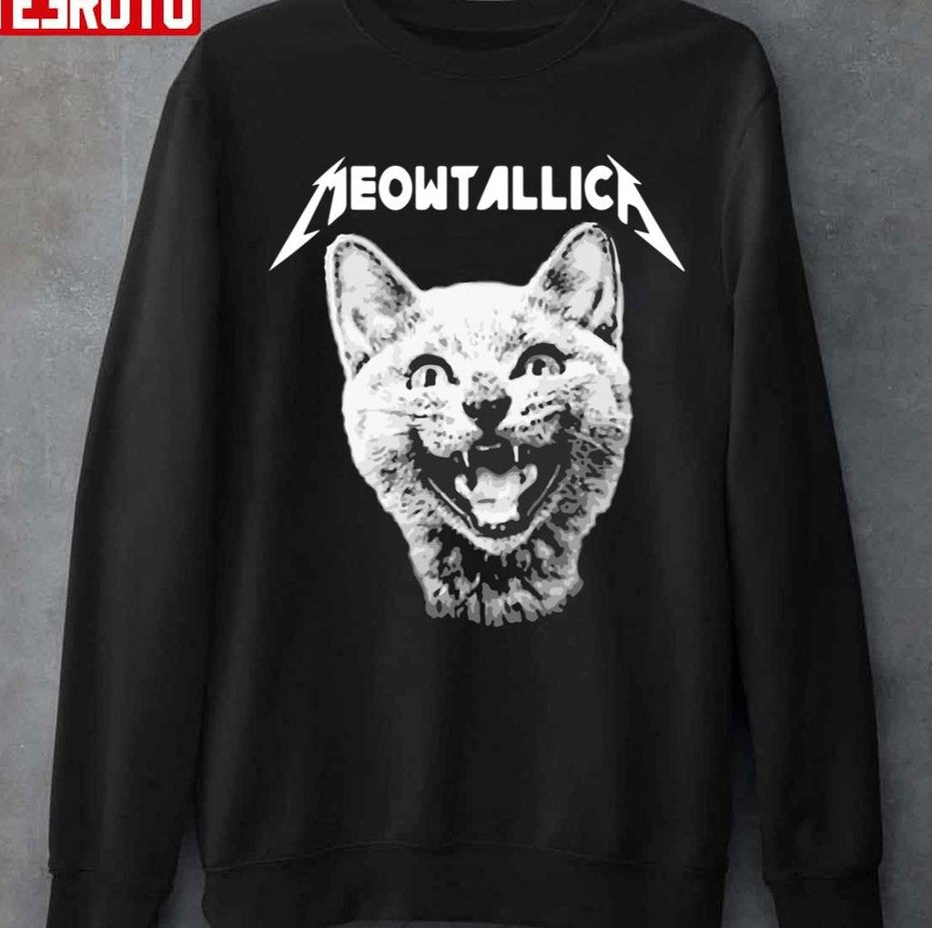 Scary Meowtallica Metalica Cat Design Unisex Sweatshirt