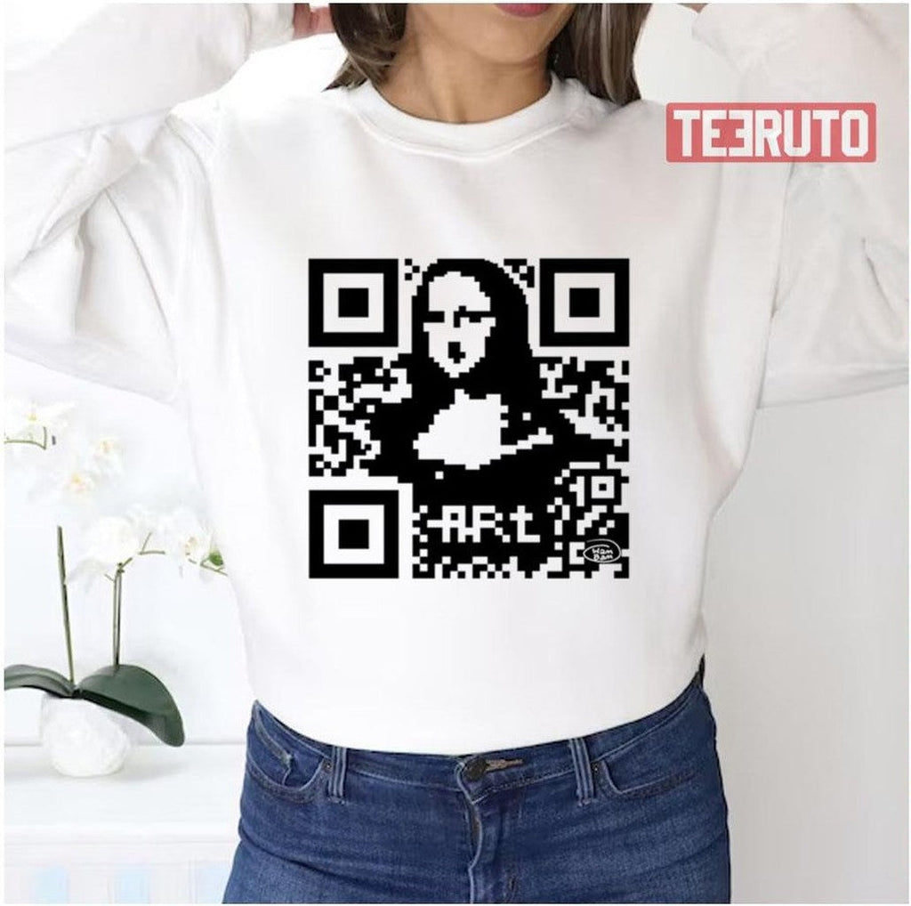 Monalisa Qr Code Parody Renaissance Unisex Sweatshirt