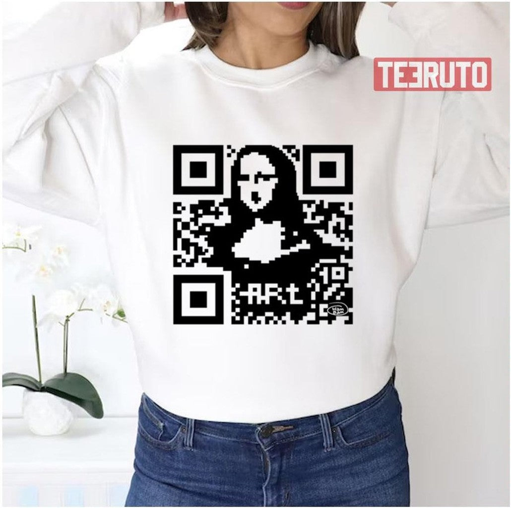 Monalisa Qr Code Parody Renaissance Unisex Sweatshirt