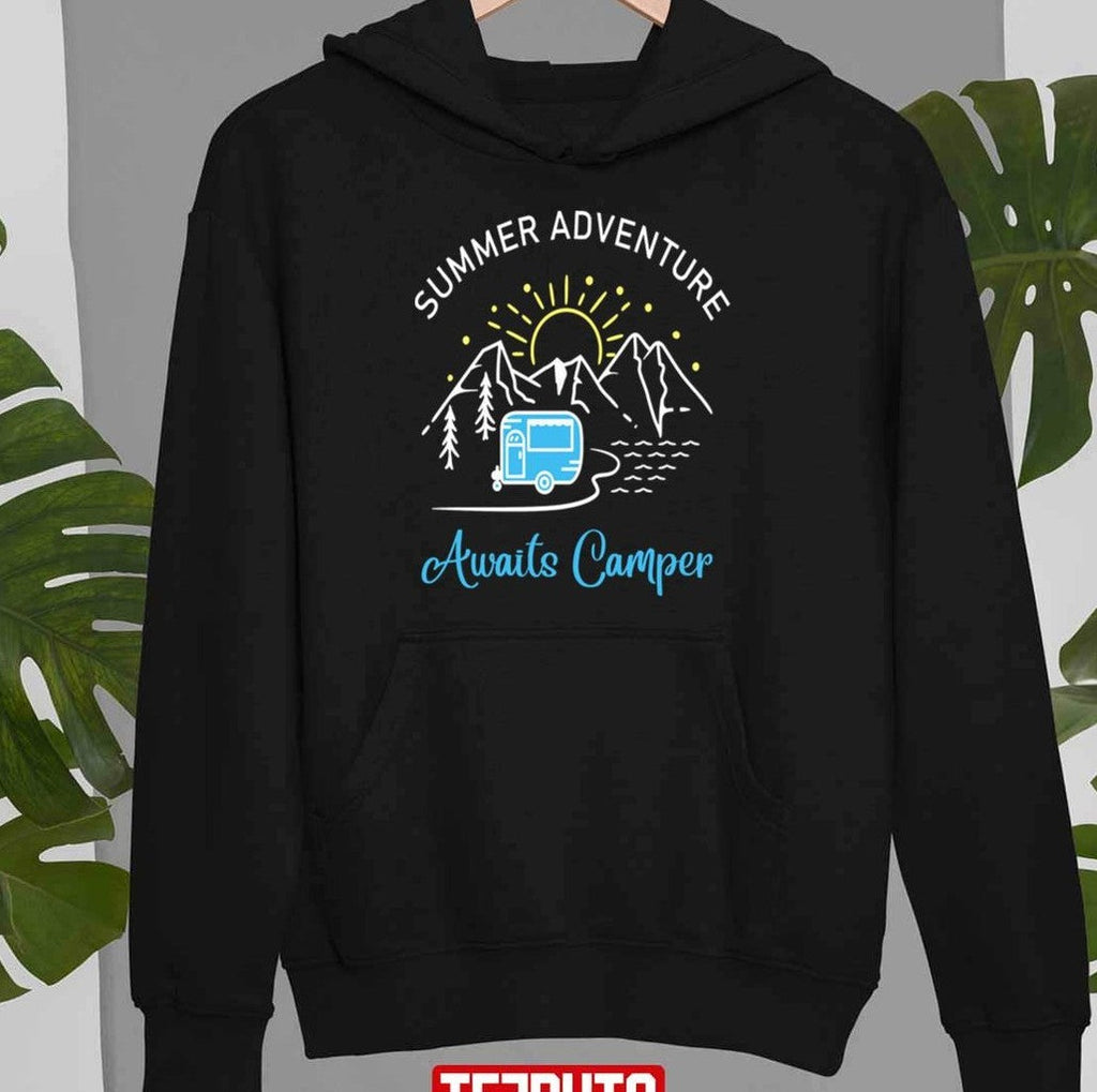 Summer Adventure Awaits Camper Funny Camping Quote Unisex T-Shirt