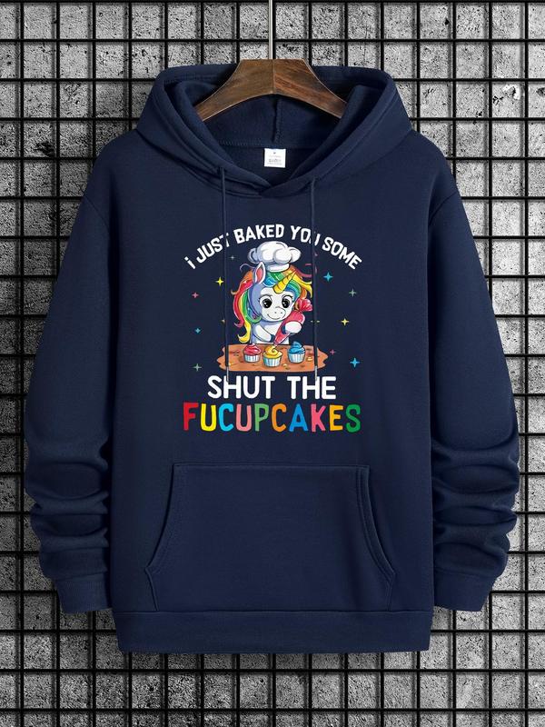 Men's Cartoon Print Drop Shoulder Hoodie, Fashion Drawstring Hooded Sweatshirt for Spring & Fall, Streetwear Style in Men's ClothingÂ 