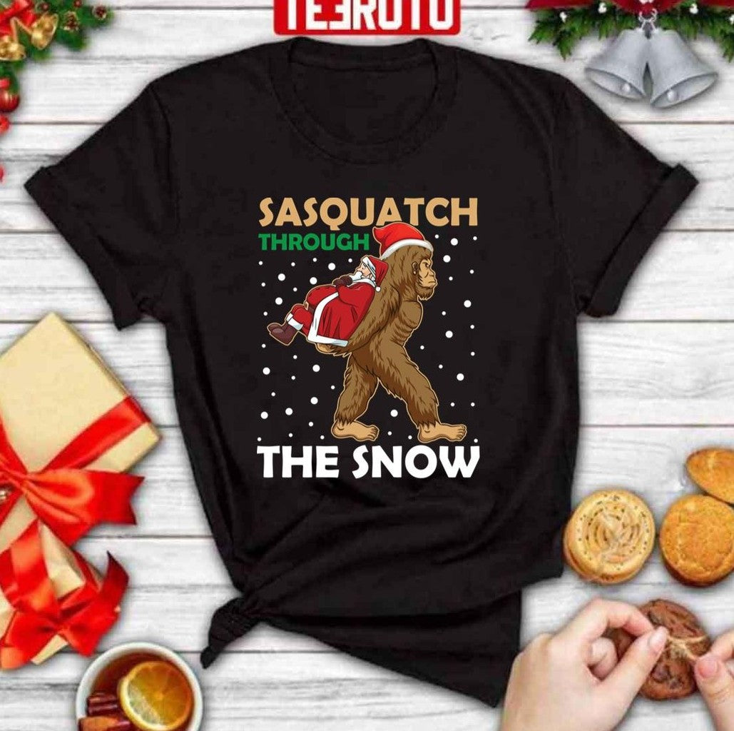 Sasquatch Through The Snow Funny Santa Abduction Unisex Sweatshirt