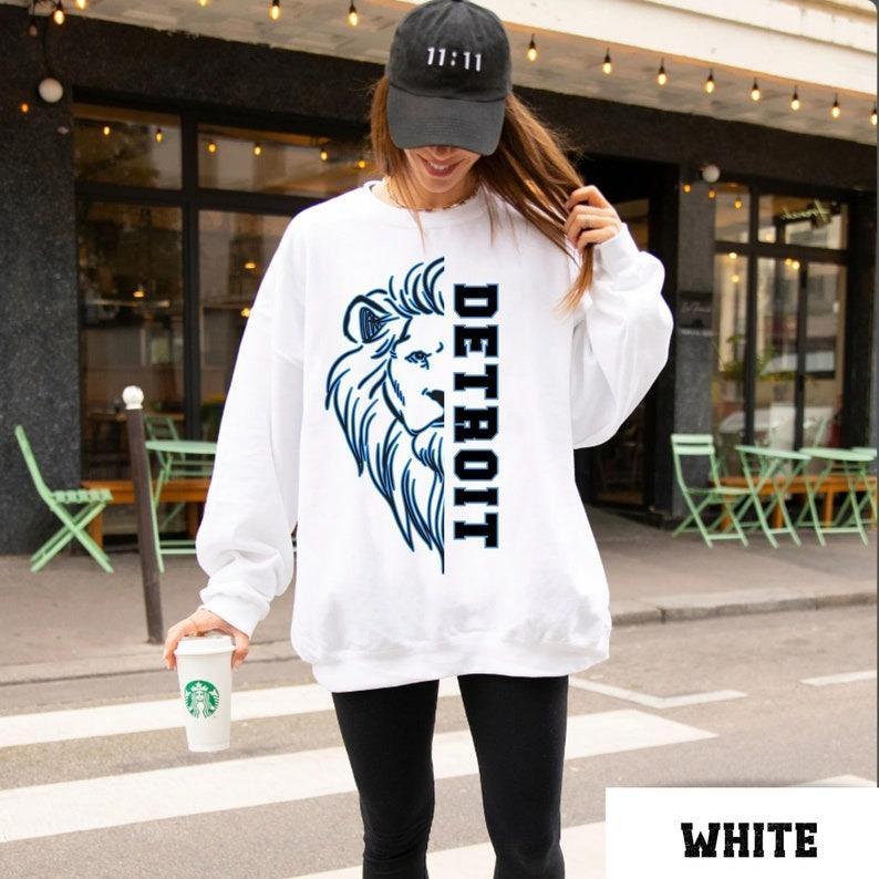 Detroit Football Sweatshirt, Lion Football Shirt, Retro Detroit Football Shirt, Detroit Gift Fans Crewneck, Retro Game Day Sweatshirt, Trendy Shirt Fo
