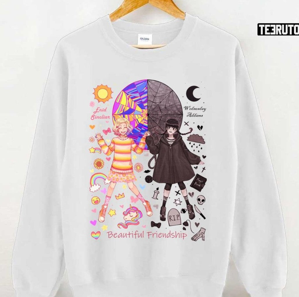 Beautiful Friendship Wednesday Addams Vs Enid Unisex T-Shirt