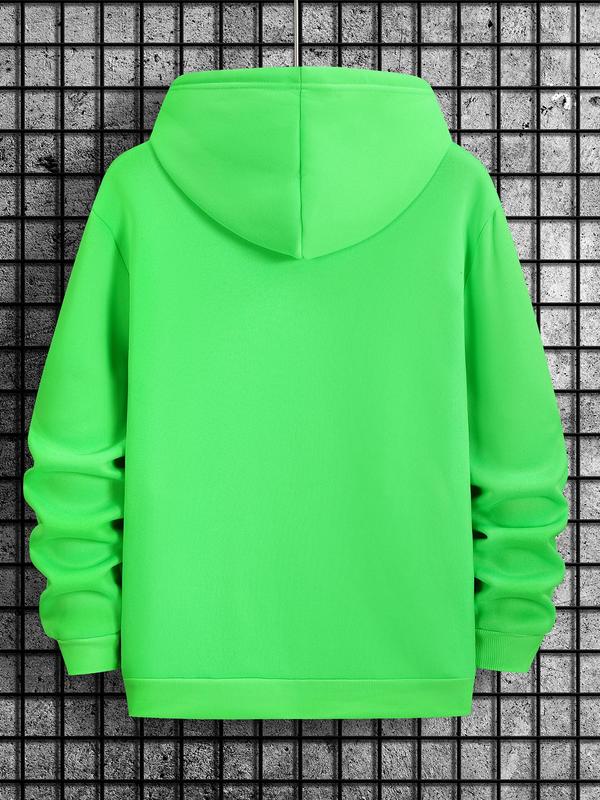Men's Letter Print Drop Shoulder Hoodie, Casual Regular Fit Sweatshirt, Drawstring Pocket, Daily Holiday Outdoor Men's Wear for Spring & FallÂ 