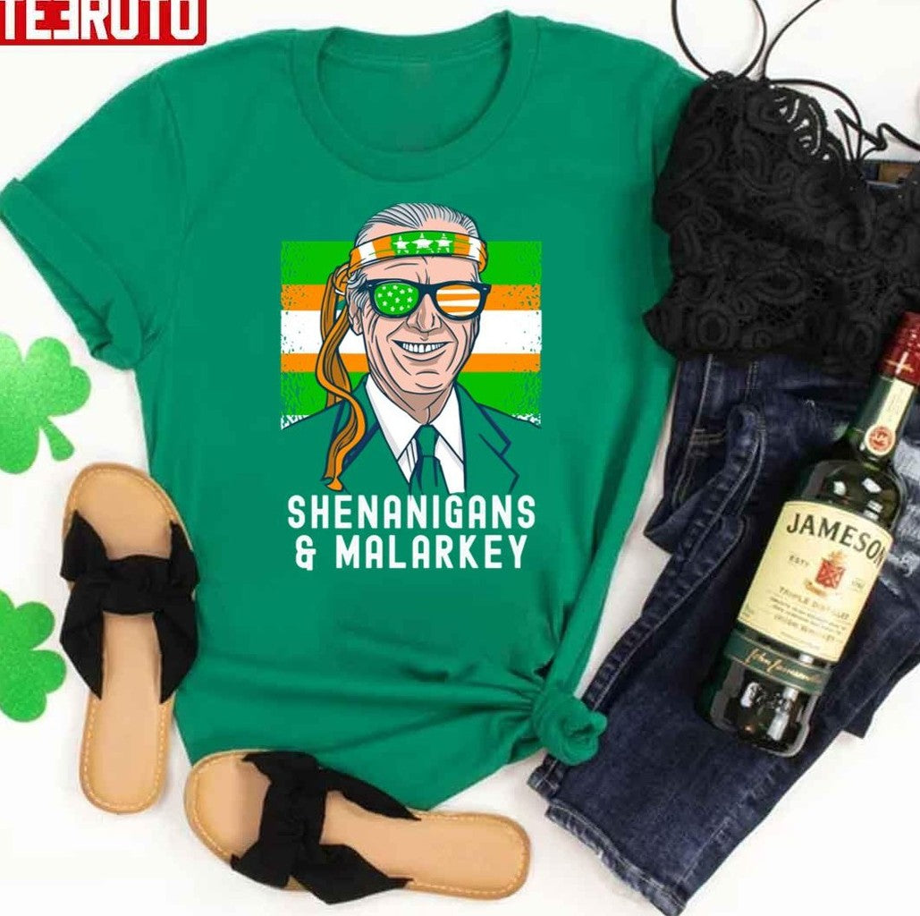 Biden St Patricks Day Irish Lucky Shenanigans Malarkey Shamrock Unisex Sweatshirt