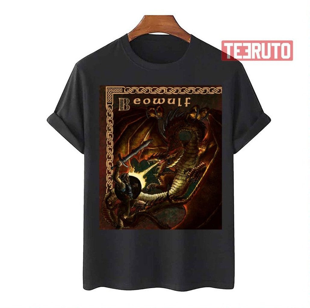 Beowulf Vs Dragon Retro Design Unisex T-Shirt