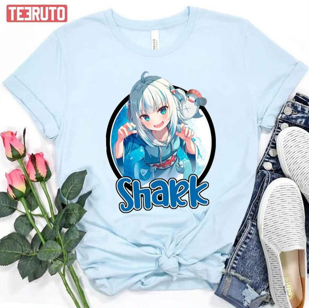 Round Shark Design Gawr Gura Hololive Unisex T-Shirt