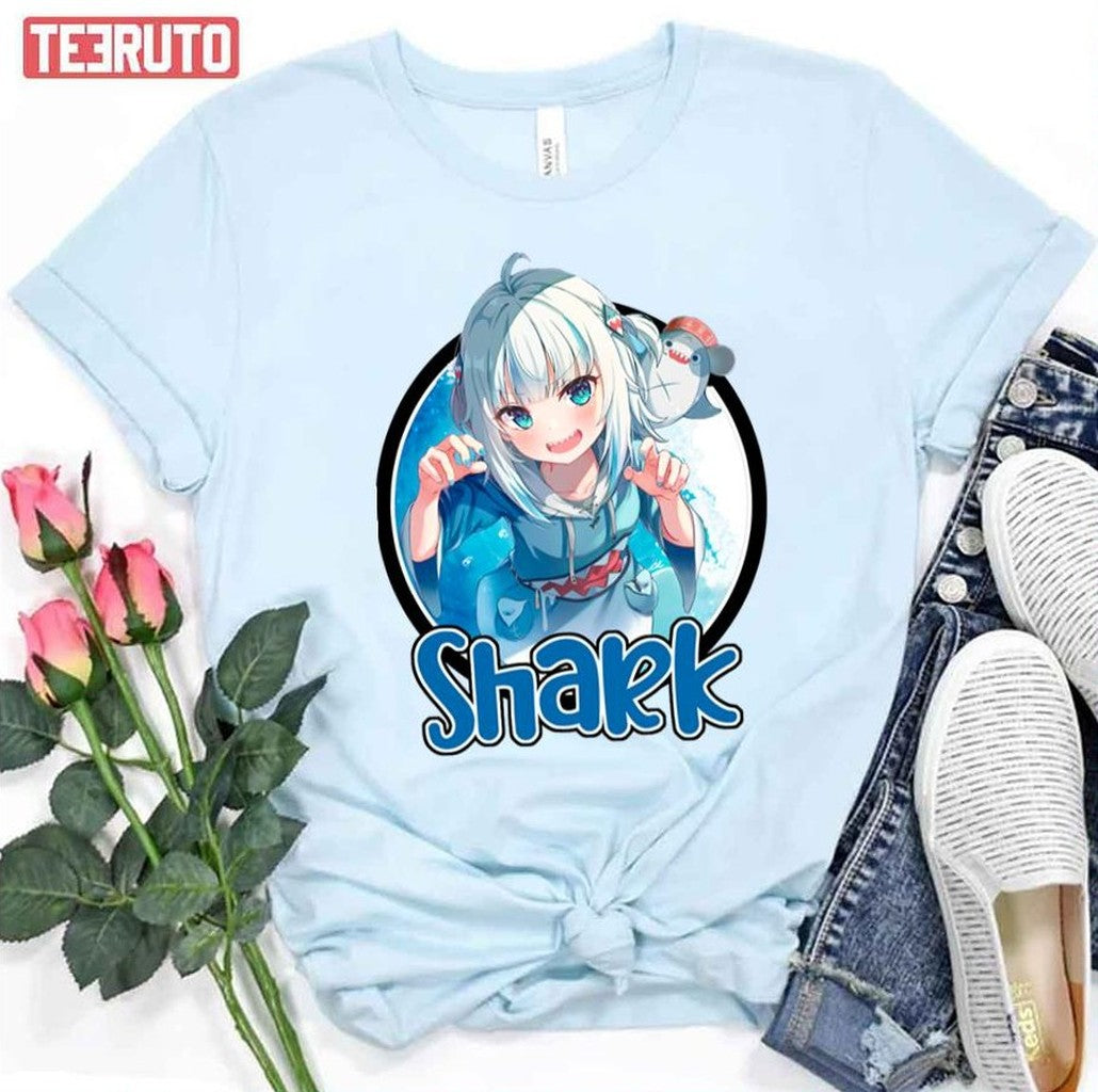 Round Shark Design Gawr Gura Hololive Unisex T-Shirt