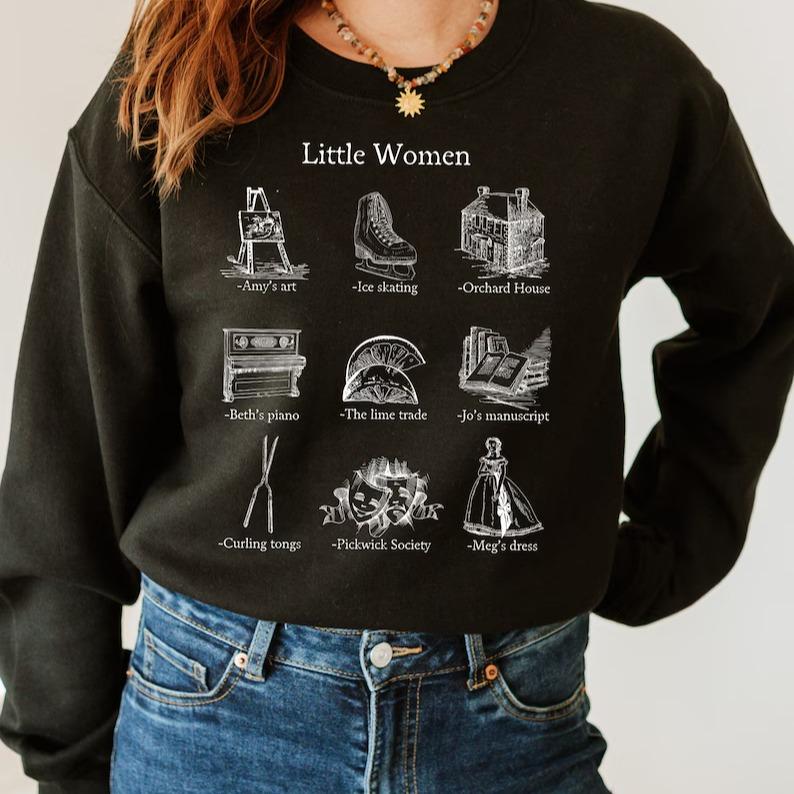 Little Women Icon Chart Sweatshirt Cottagecore Jo Meg Beth Amy March Sisters Orchard House Book Fandom Merch Bookish Gift Book Lover