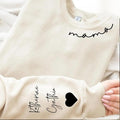 Custom Mama Sweatshirt with Kid Name on Sleeve, Personalized Mom Sweatshirt, Minimalist Momma Sweater, Christmas Gift for Mom, Gift for Her