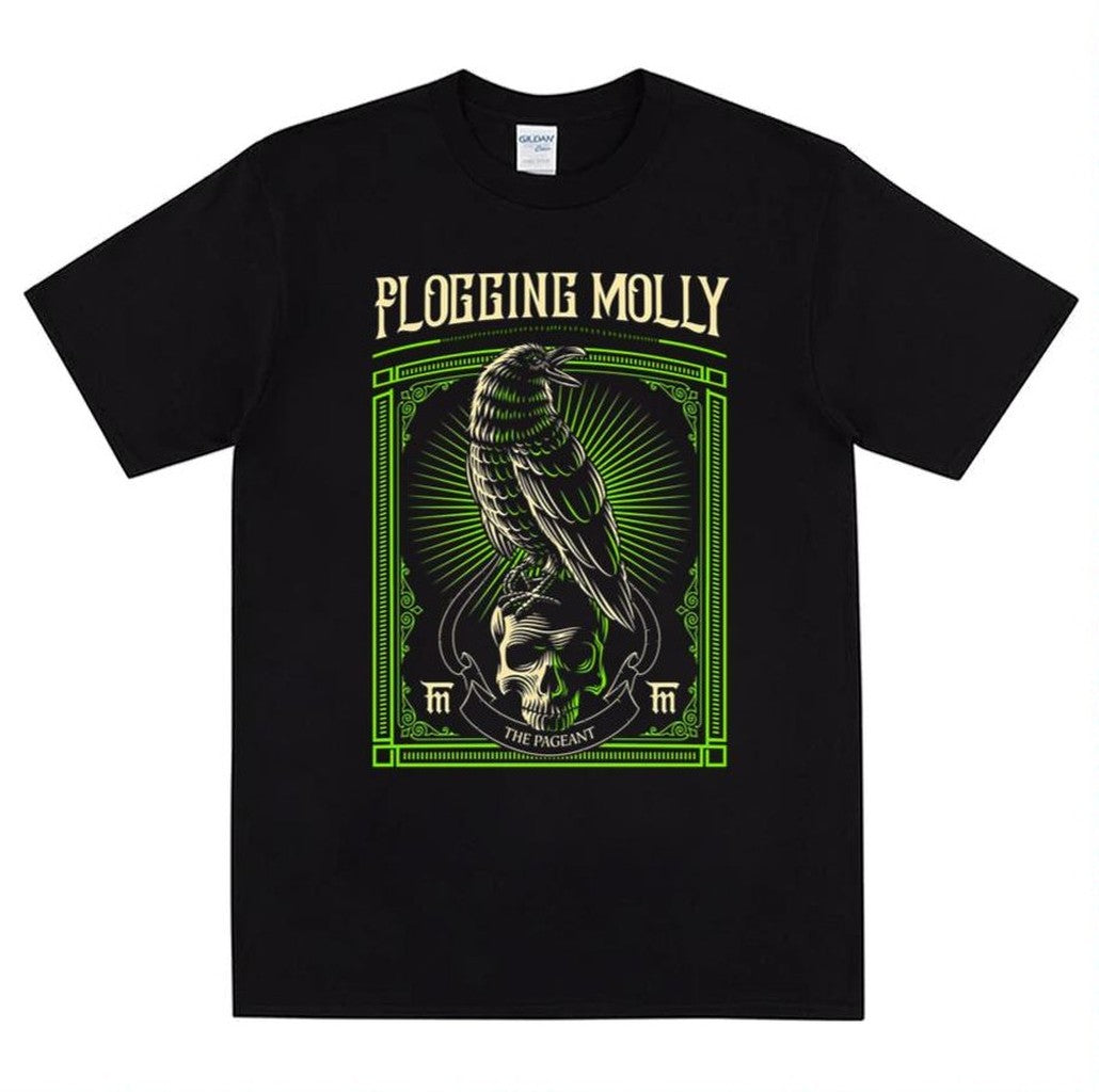 Black Crow And Skull Green Background Flogging Molly Unisex T-Shirt