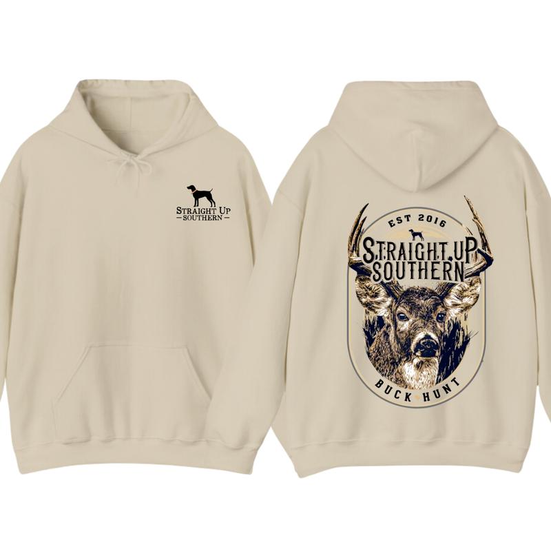 Straight Up Southern Buck Hunt Hoodie, Perfect for Every Outdoor Adventure Classic Cotton Classic Cotton Classic Cotton