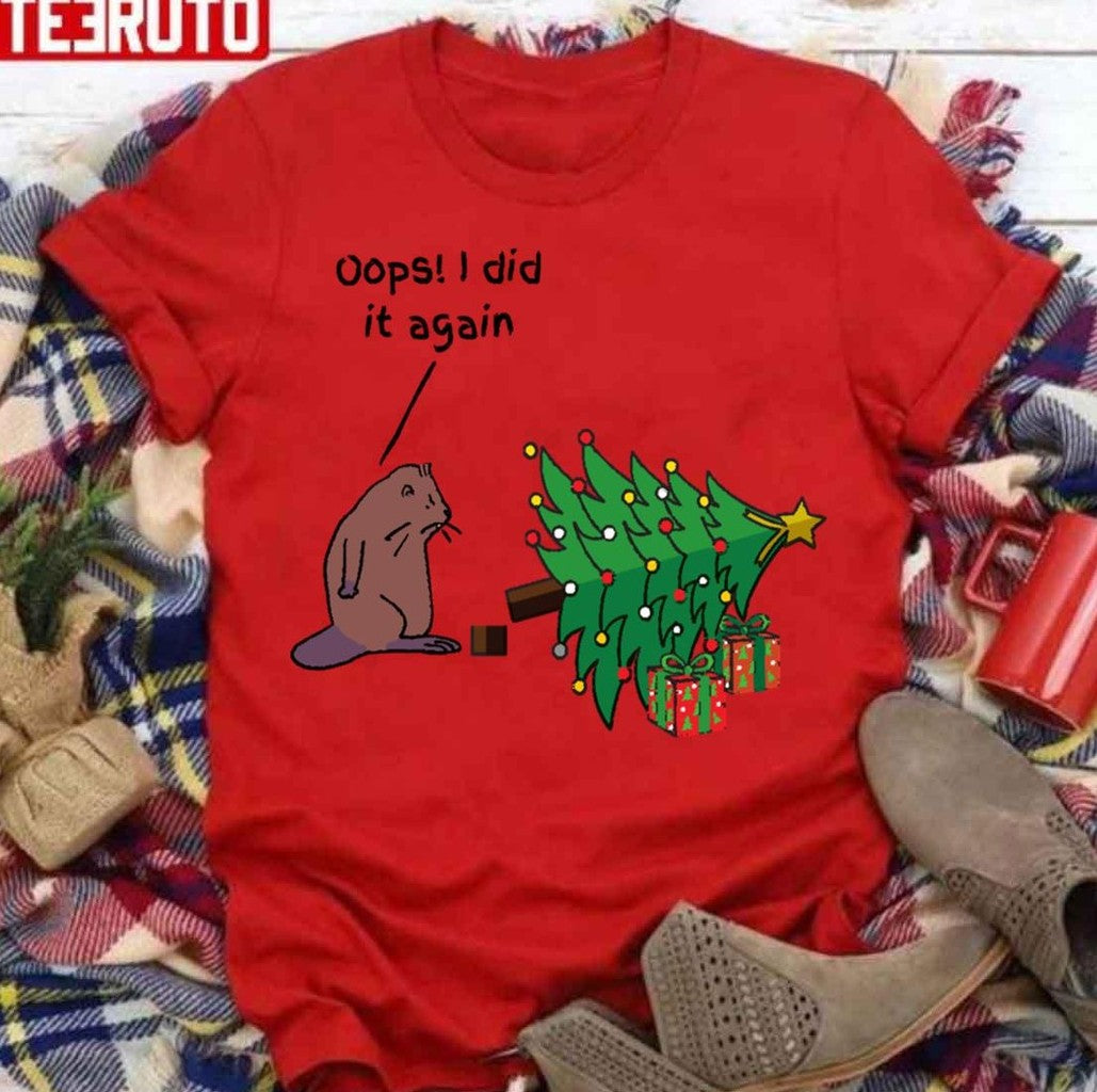 Oops! I Did It Again Funny Christmas Beaver Britney Spears Unisex Sweatshirt