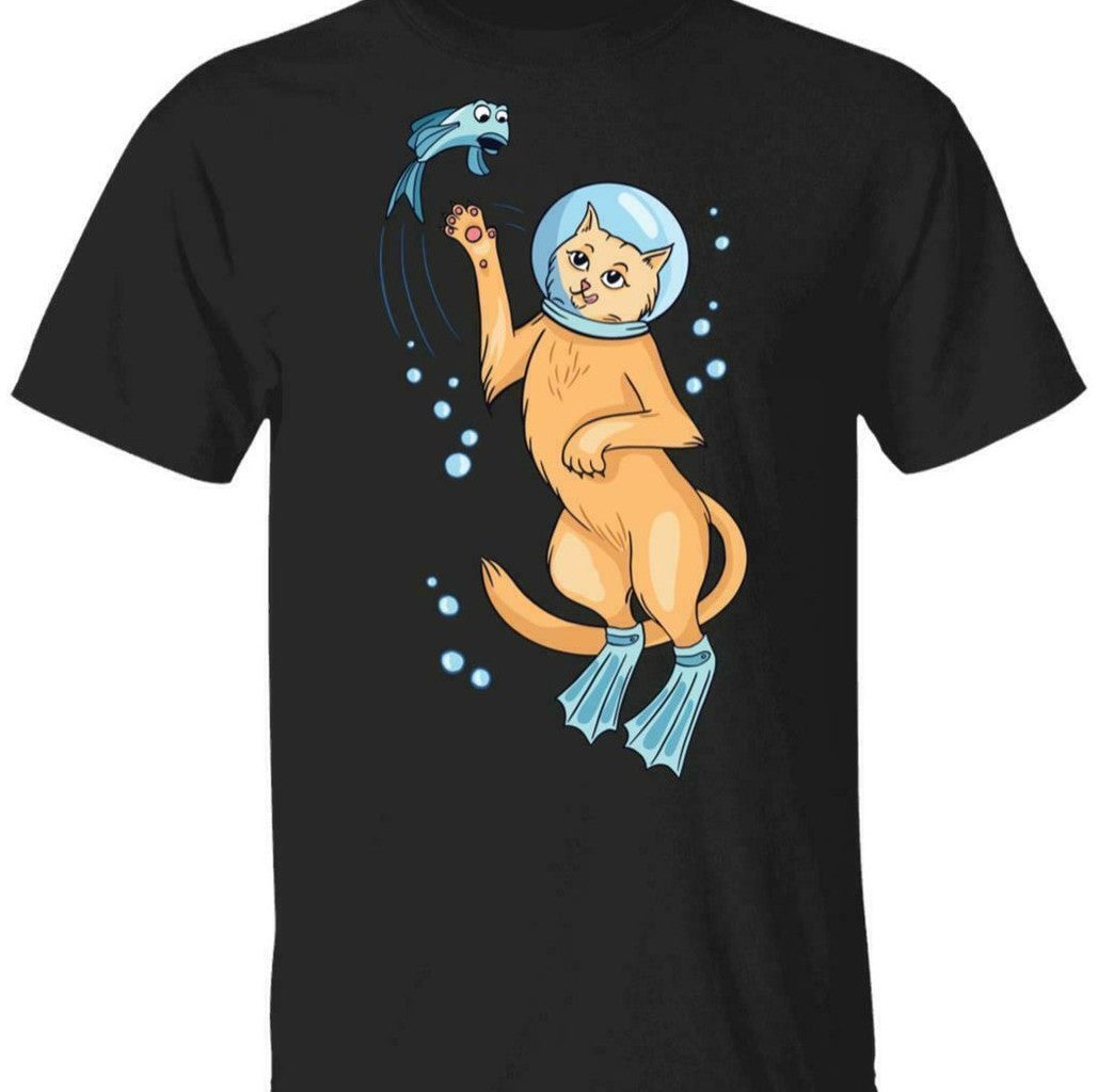 Scuba Cat And Fish Unisex T-Shirt