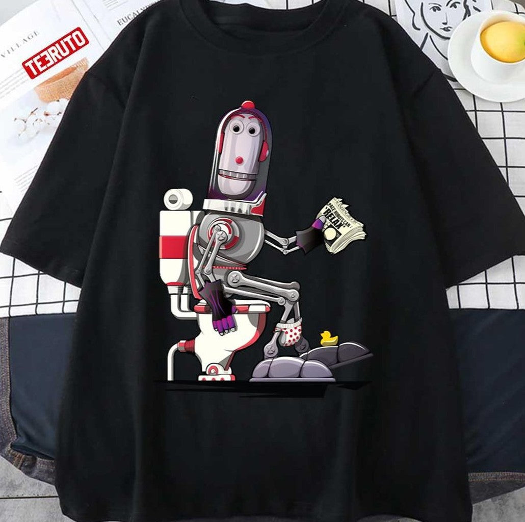 Space Robot On The Toilet Unisex T-Shirt