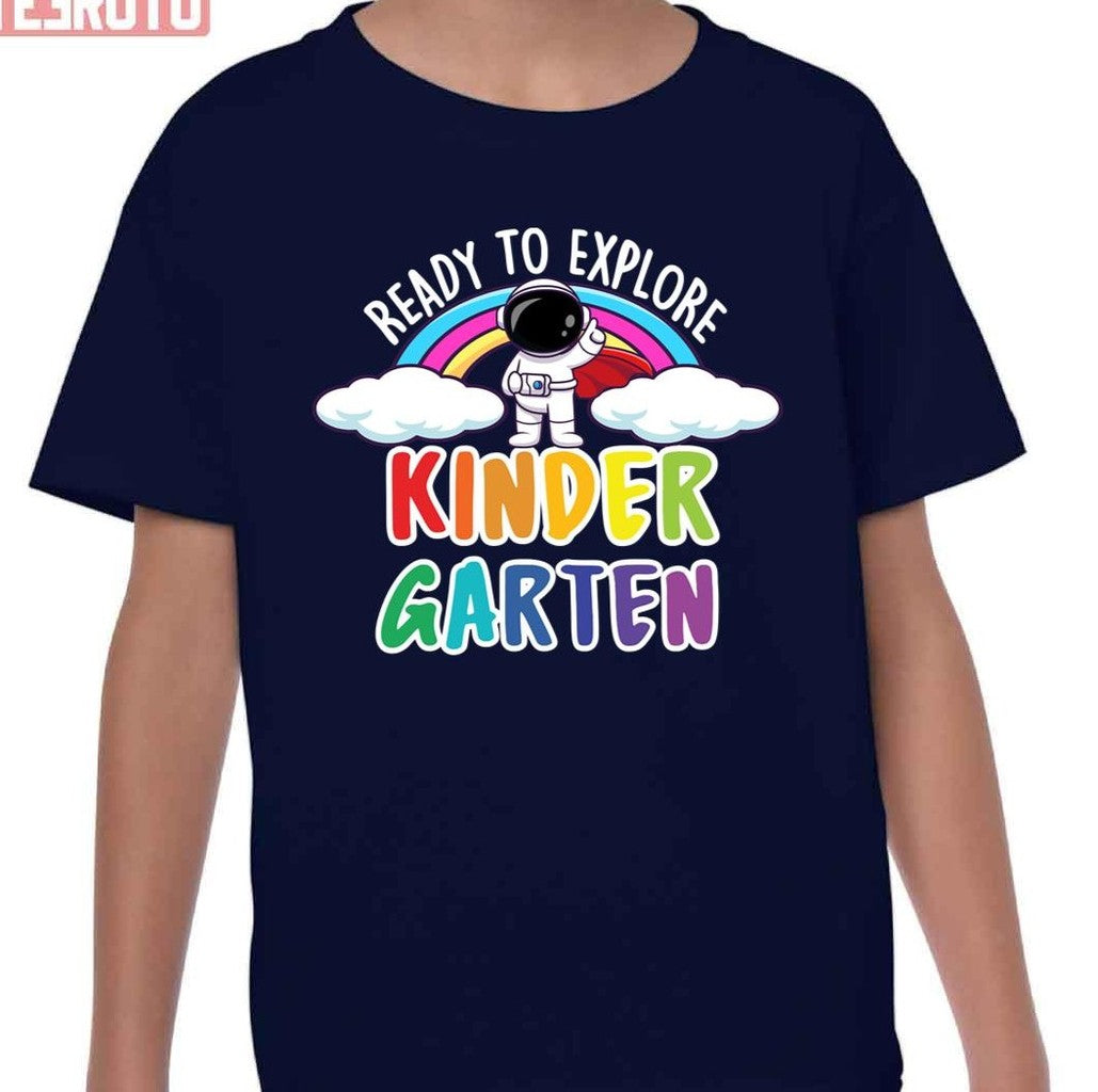 Astronaut Back To School Ready To Explore Kindergarten Leopard Boho Rainbow Unisex T-Shirt