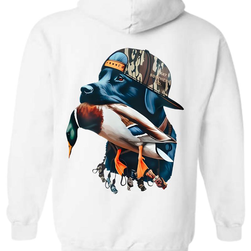 Straight Up Southern Hoodie - Bold Black Hunting Dog with Duck Graphic, Perfect for Outdoorsmen and Waterfowl Hunters, Unisex Hoodie For Women, For Me