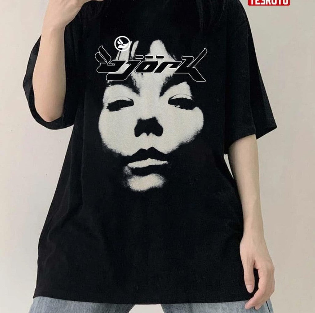 Bjork Homogenic Vintage Face Logo Black White Unisex T-shirt
