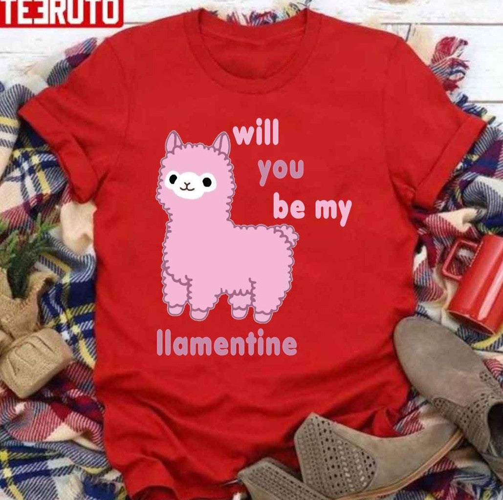 Pink Lalma Valentine Will You Be My Llamentine 2022 Unisex Sweatshirt