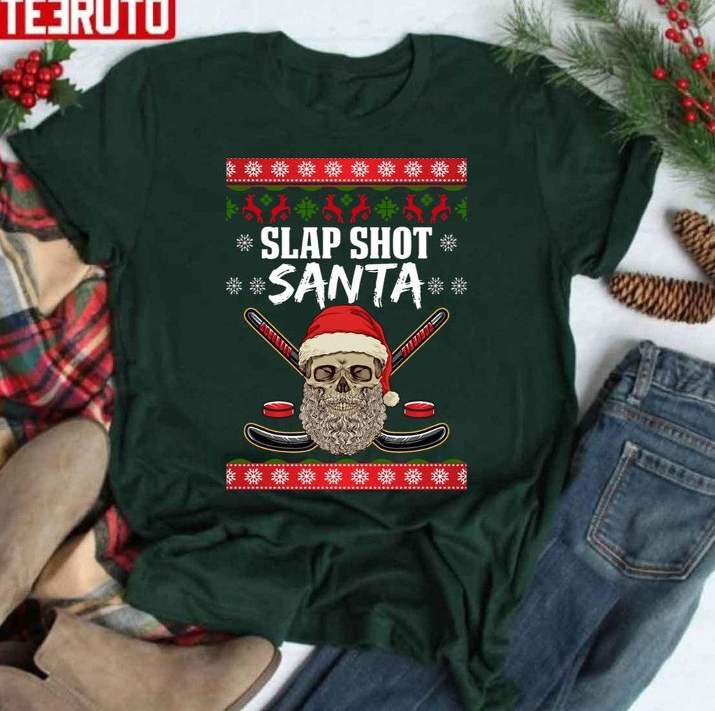 Slap Shot Santa Hockey Christmas Unisex Sweatshirt