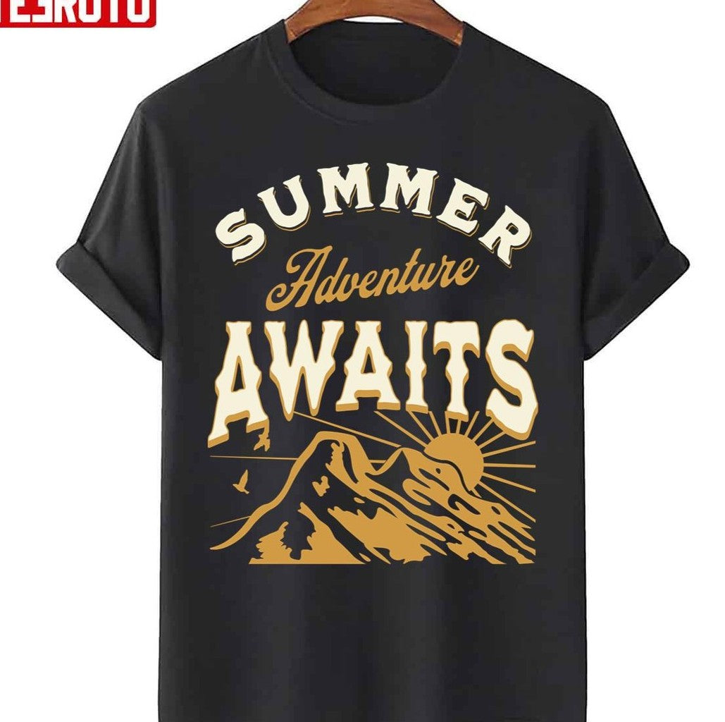 Sunset Summer Adventure Awaits Camper Unisex T-Shirt
