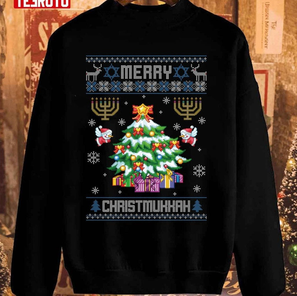 Angel Santa Merry Chrismukkah Jewish Christmas Hanukkah Chanukah Unisex Sweatshirt