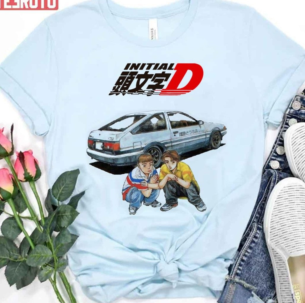 Takumi And Itsuki Drift Car Graphic T-Shirt