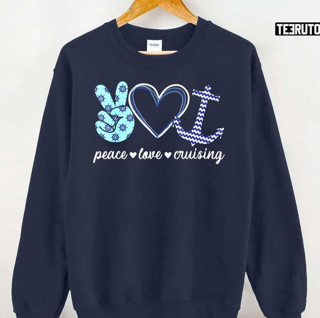 Peace Love Cruising Ship Hippie Art Unisex T-Shirt