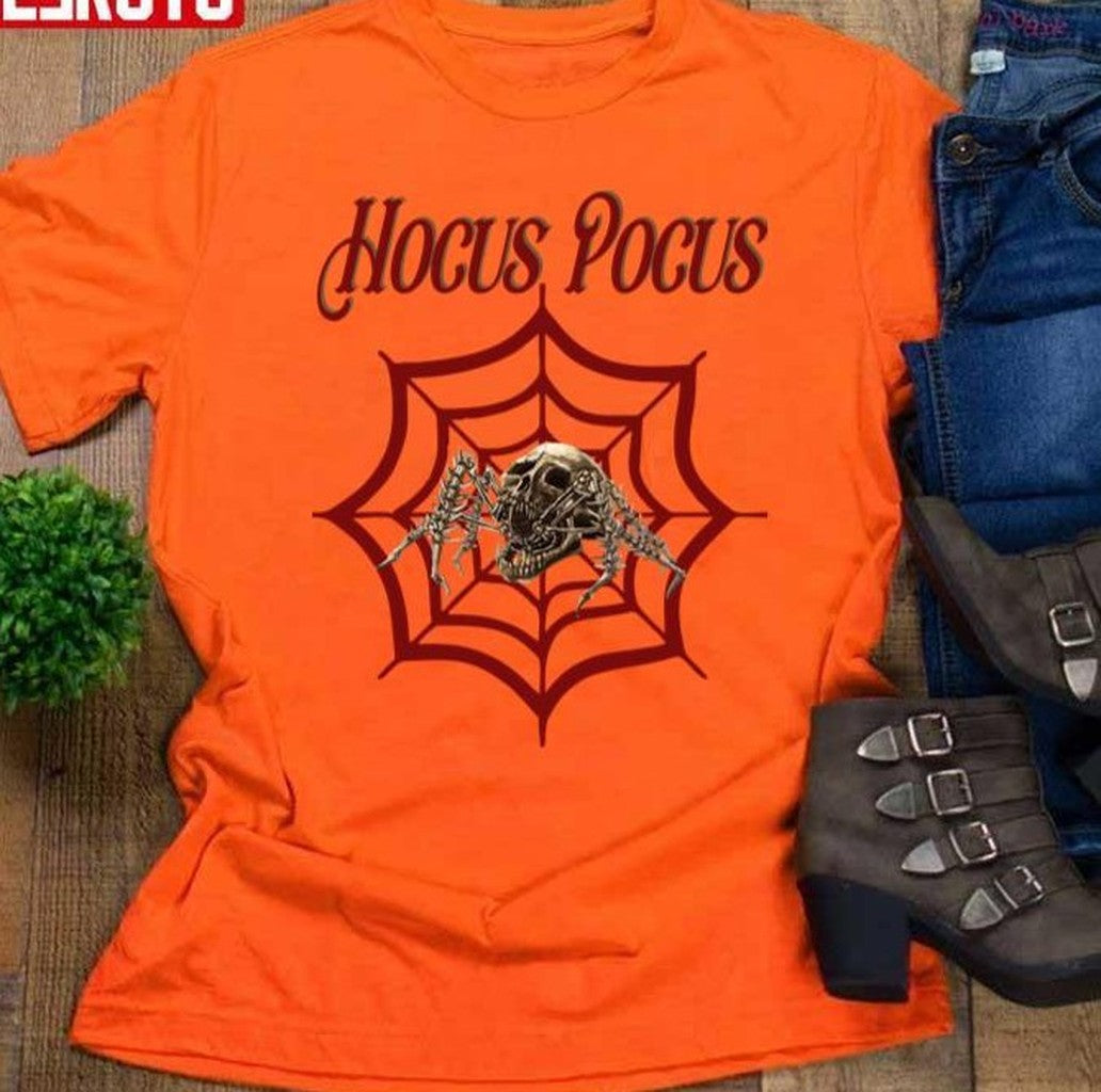 Skull Hocus Pocus Spider Web Halloween Unisex T-Shirt
