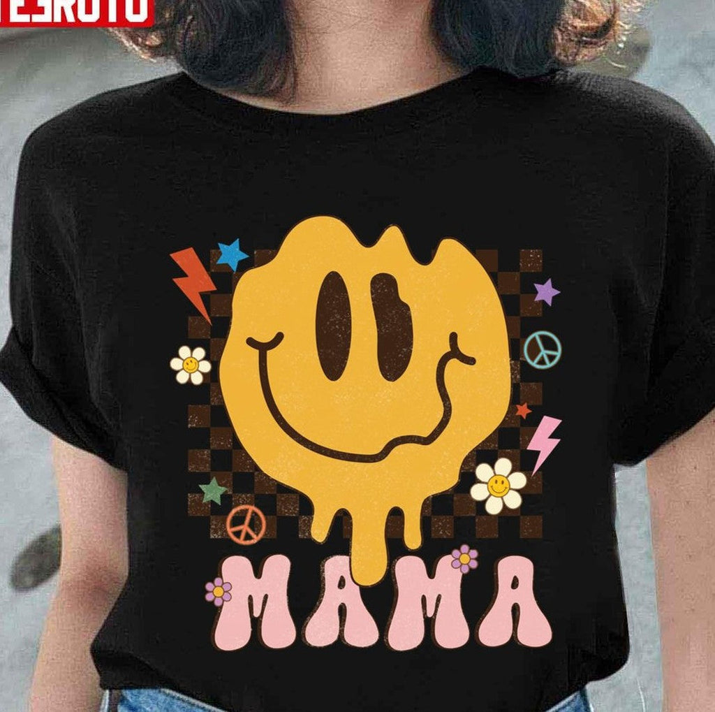 Retro Hippie Mama Smiley Design Unisex T-Shirt