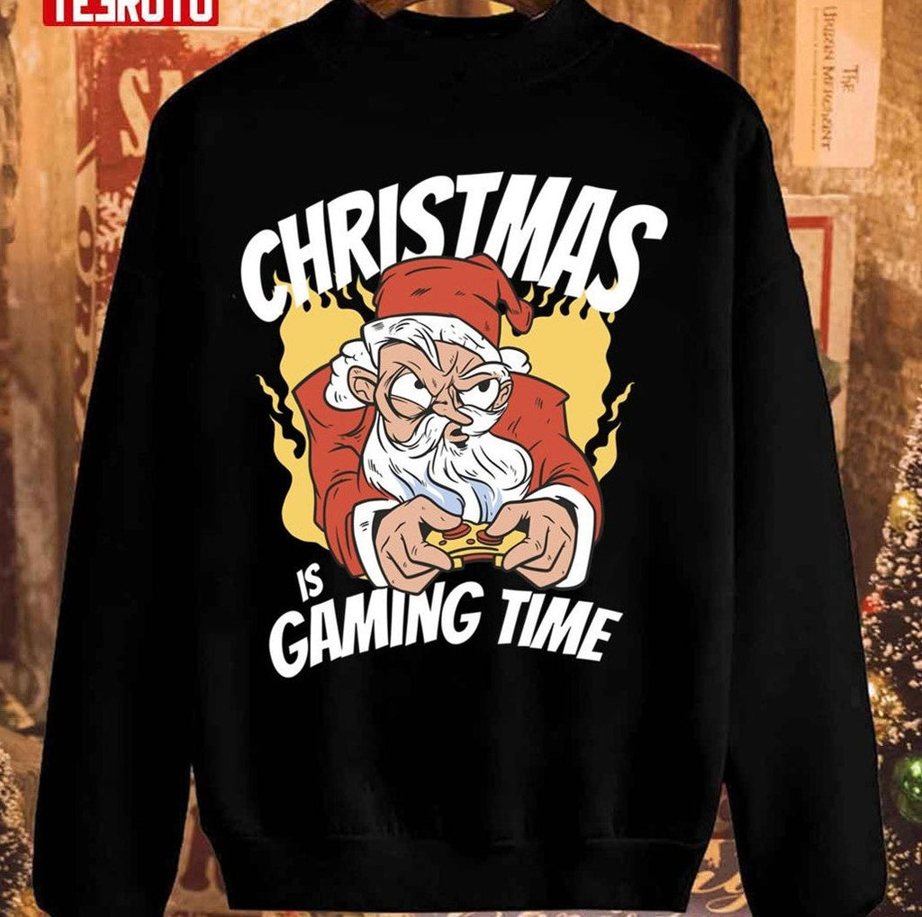Santa Gamer Christmas 2021 Is Gaming Time Gamer Unisex Sweatshirt