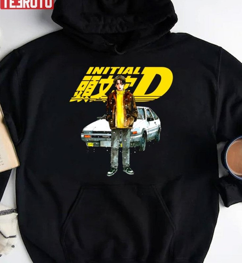 Anime Yellow Logo Design Initial D Unisex T-Shirt